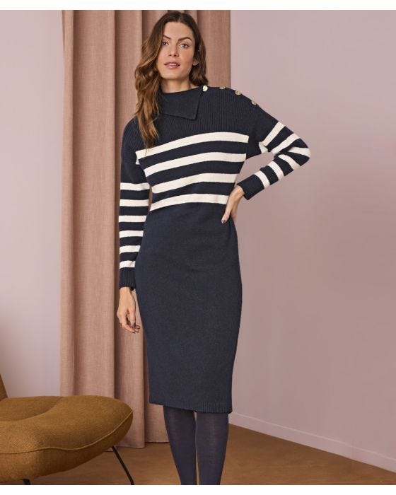 damart Striped Knitted Dress