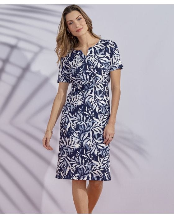 damart Tailored Stretch Short Sleeve Shift Dress