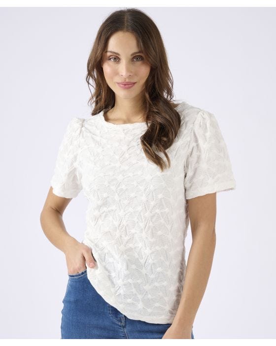 Damart Textured Gathered Sleeve T-shirt