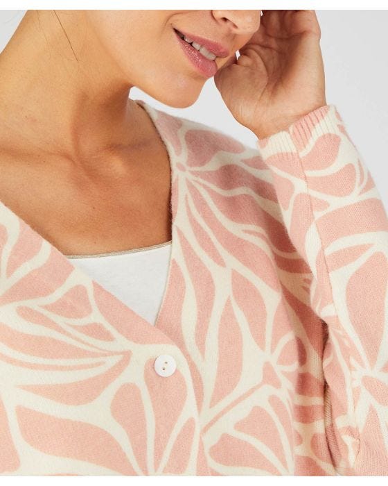 Damart Thermal Floral Print V-Neck Cardigan