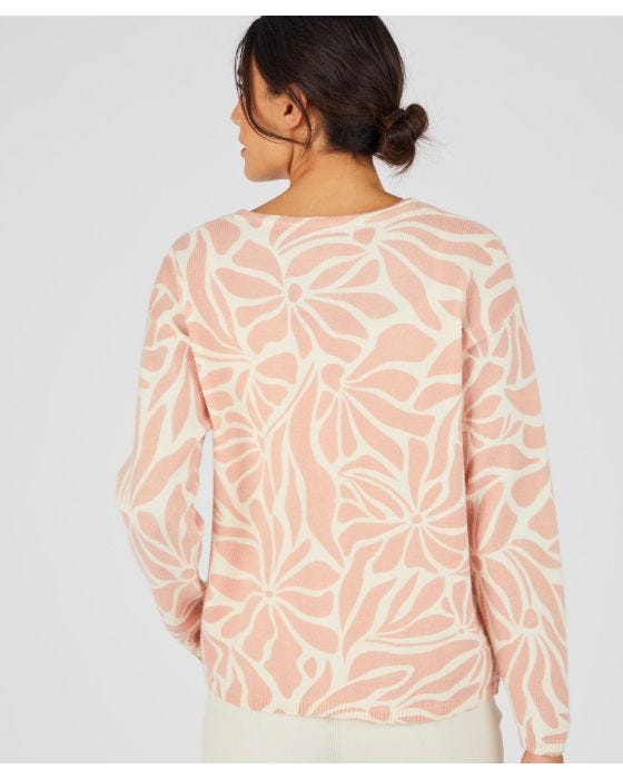 Damart Thermal Floral Print V-Neck Cardigan