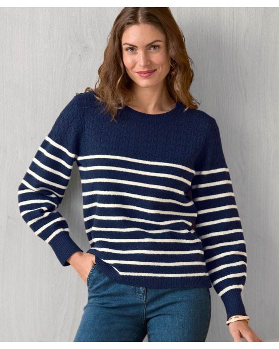 damart Thermolactyl Stripe Pointelle Jumper