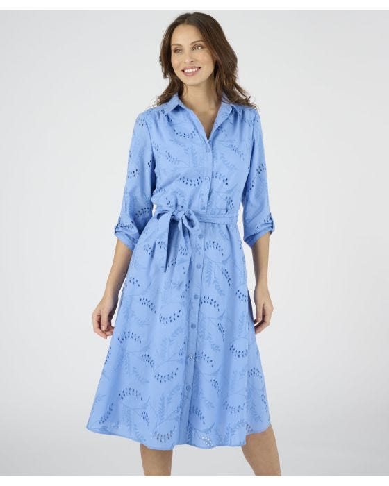 Damart Tie Belt Broderie Anglais Dress