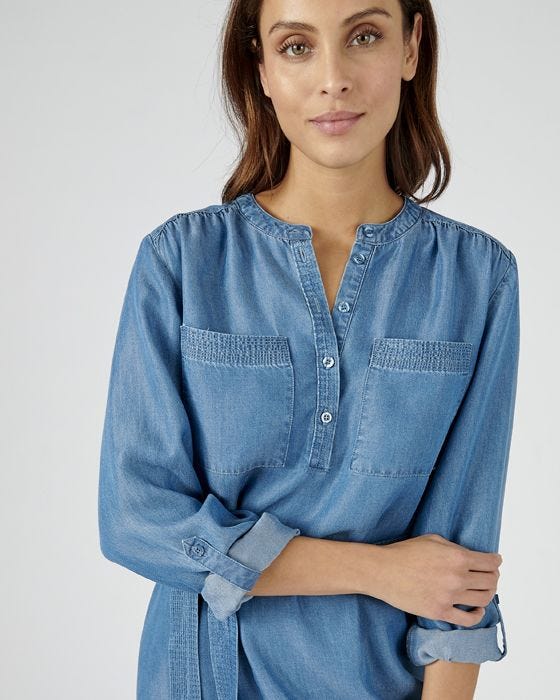 Damart Tie Belt Denim Look Dress