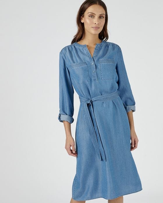 damart Tie Belt Denim Look Dress