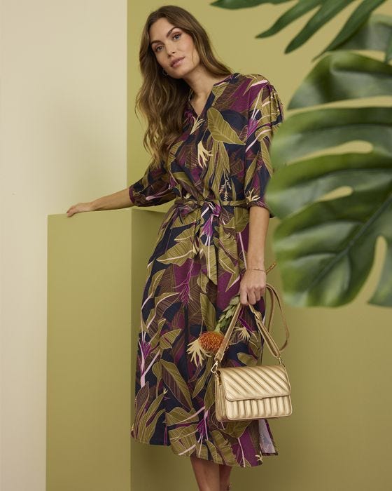 Damart Tie Front Kaftan Style Dress