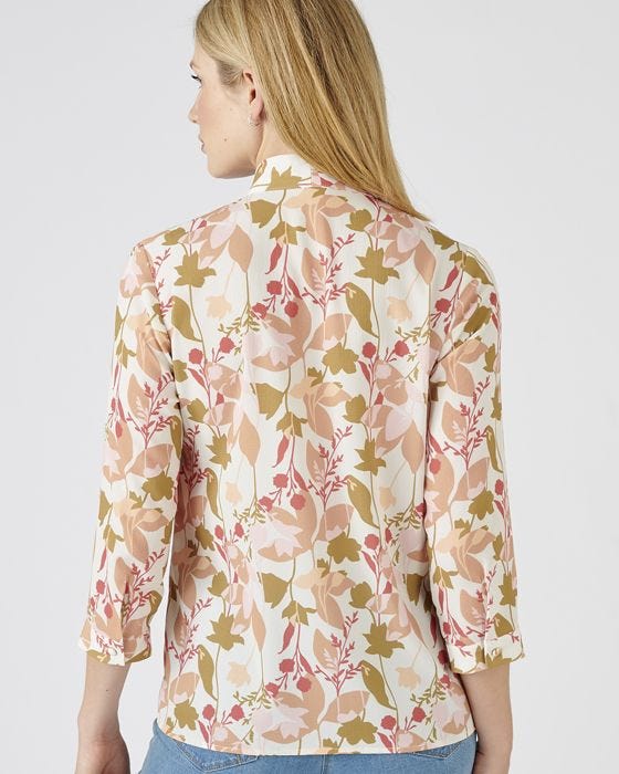Damart Tie Neck Floral Printed Blouse