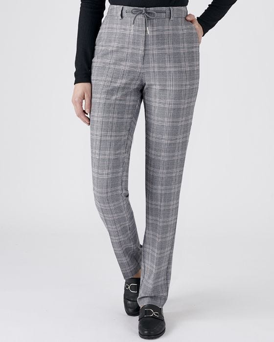 damart Tie-waist Detail Check Trousers