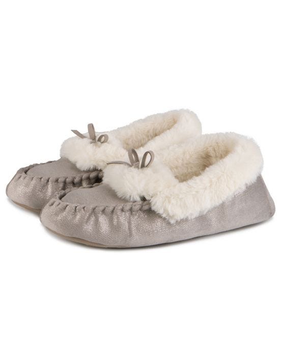 Damart Totes Ladies Sparkle Moccasin Slippers