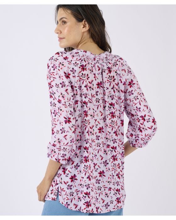 Damart Tunisian Collar Printed Blouse