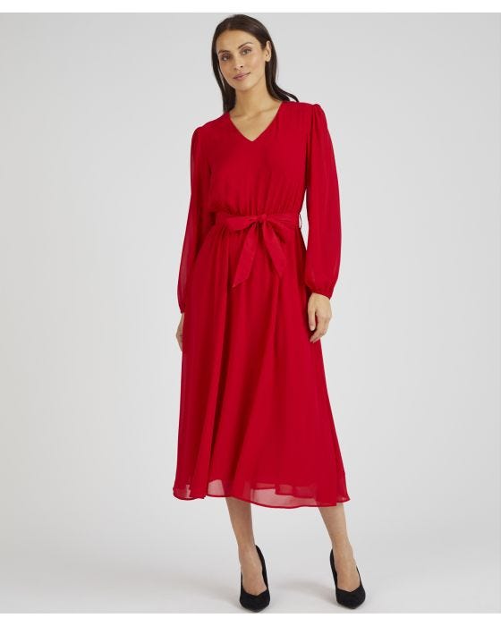 Damart V Neck Elastic Waist Dress