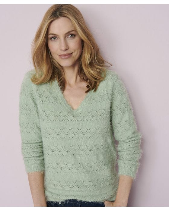 Damart V-Neck Fluffy Jumper