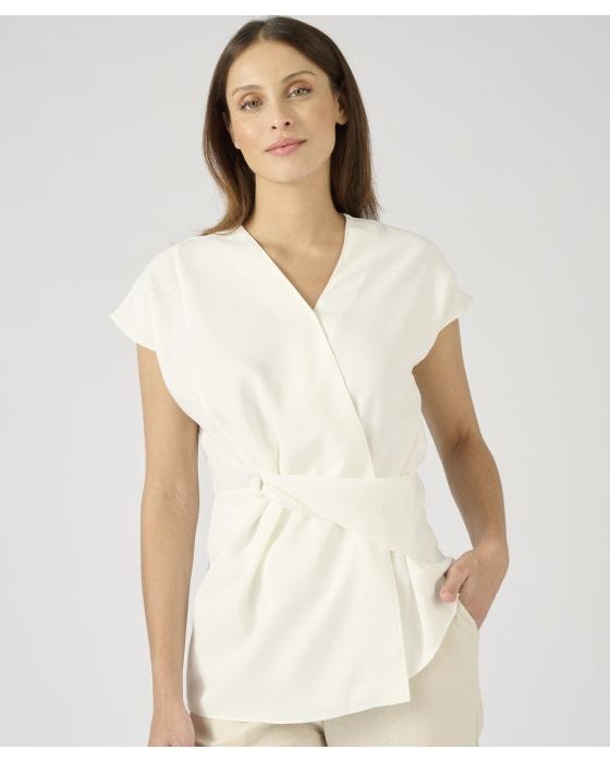Damart V-neck Knot Front Blouse
