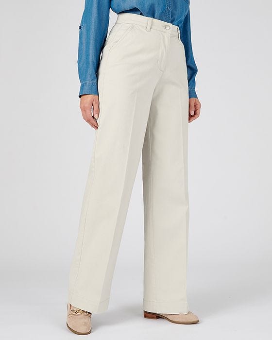 damart Wide-leg Cotton Stretch Trousers