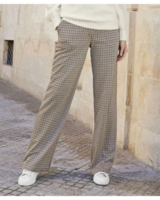 damart Wide-leg Stretch Check Trousers