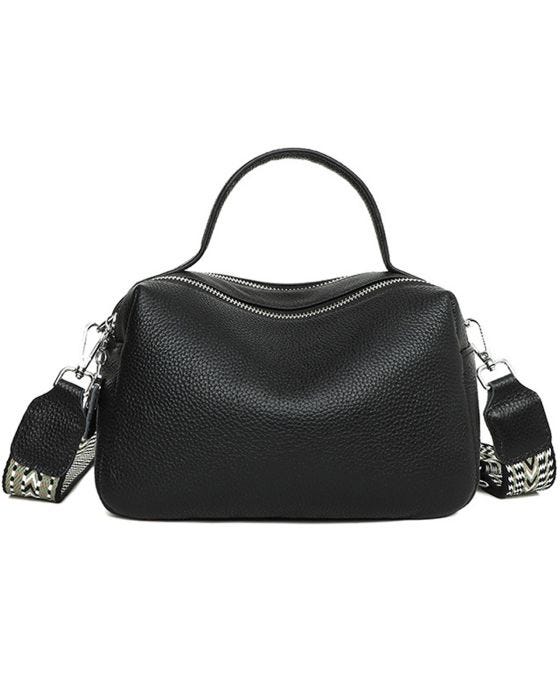 Damart Envy - Leather Shoulder Bag With Patterened Strap