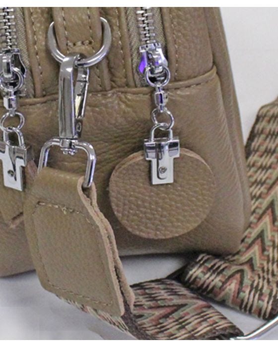 Damart Envy - Leather Shoulder Bag With Patterened Strap