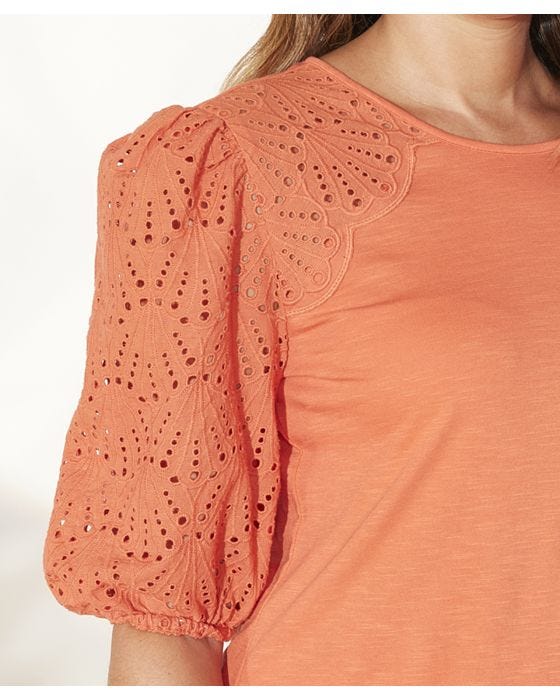 Damart First Avenue - Lace Short Sleeve Slub Jersey Tee