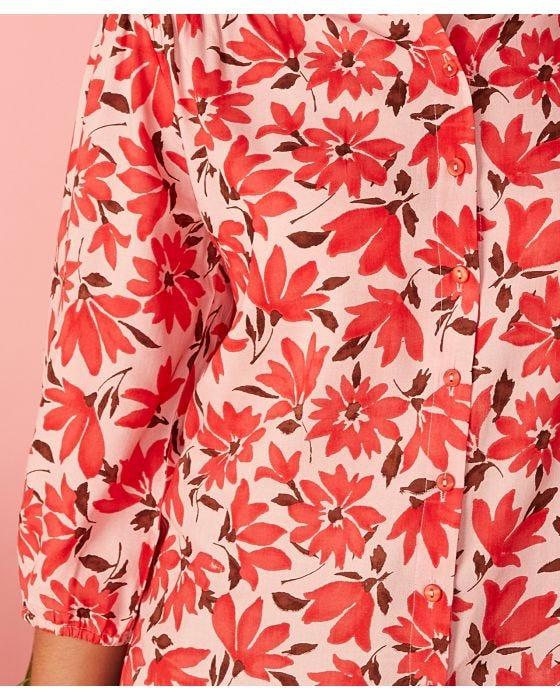 Damart First Avenue - Print Button Through Collarless Blouse