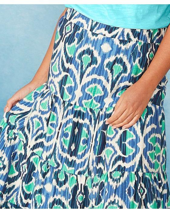 Damart First Avenue - Washed Crepe Print Tiered Skirt