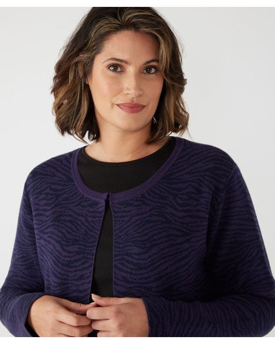 Damart First Avenue Zebra Print Edge To Edge Cardigan