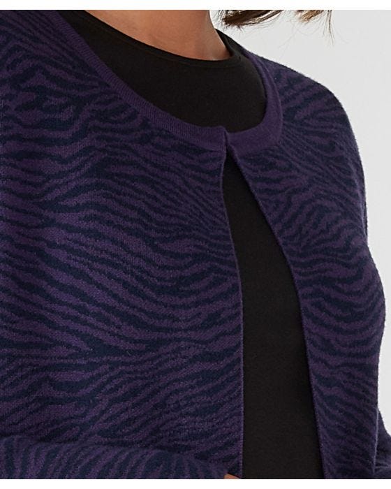 Damart First Avenue Zebra Print Edge To Edge Cardigan