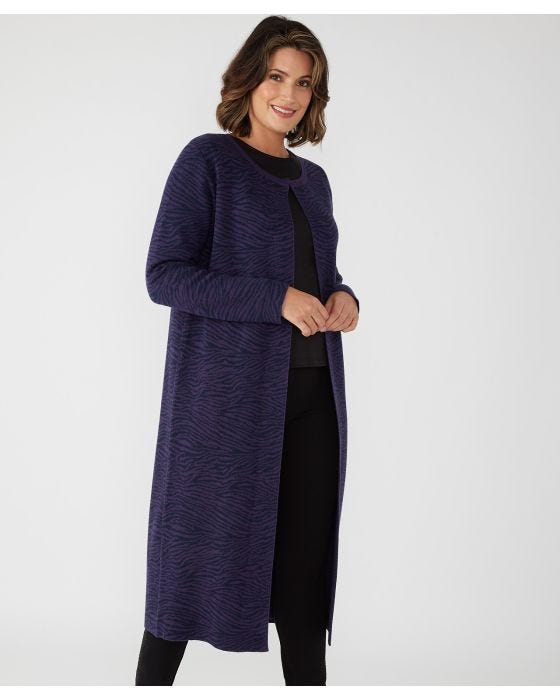 damart First Avenue Zebra Print Edge to Edge Cardigan