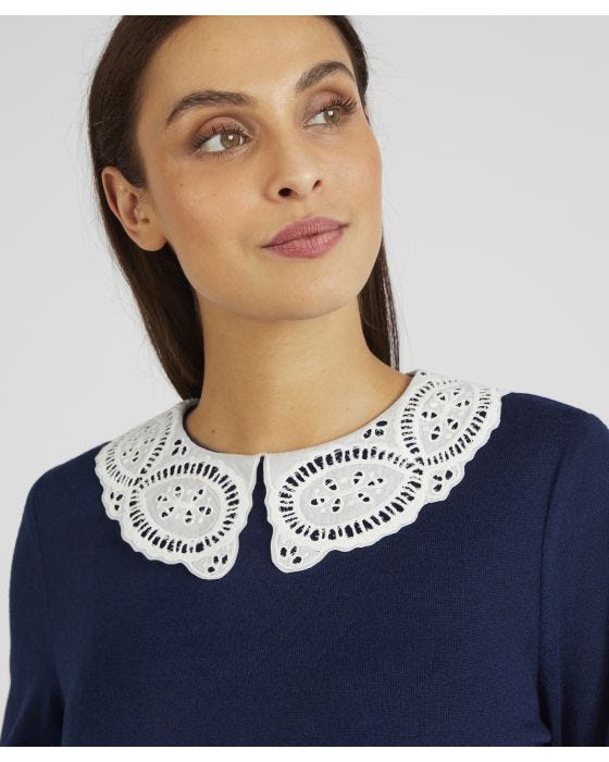 Damart Skin Soft Contrast Collar Brushed-finish Top