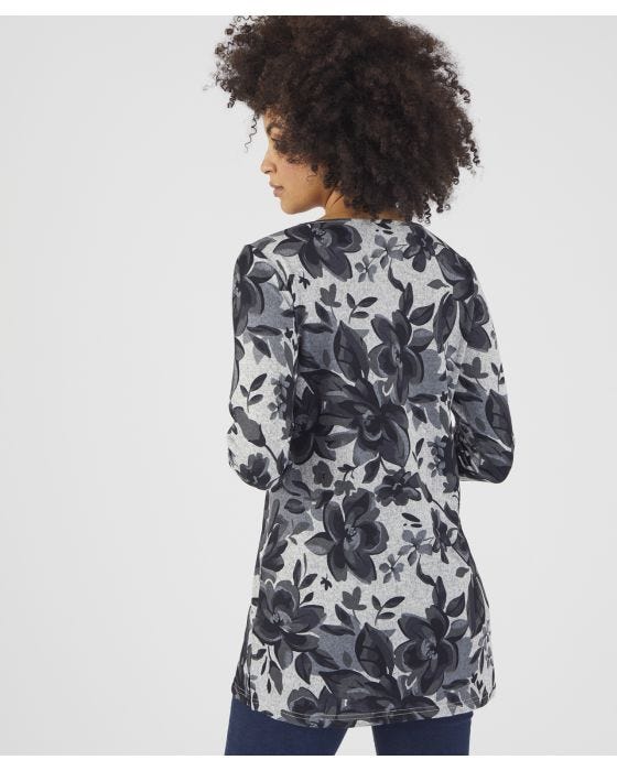 Damart Skin Soft Floral Print Long Sleeved Brushed Tunic