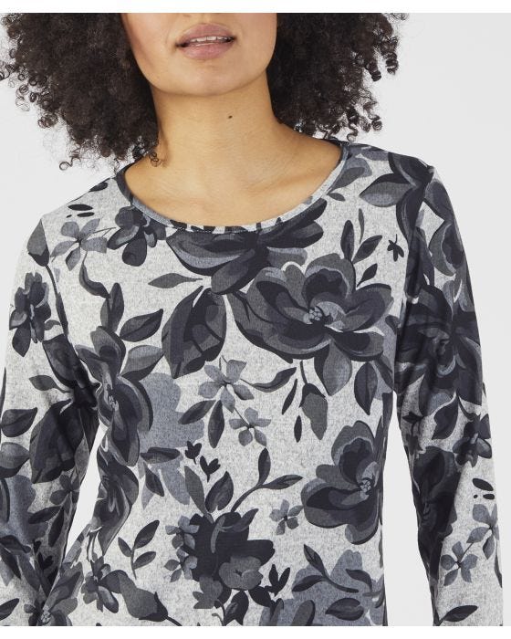 Damart Skin Soft Floral Print Long Sleeved Brushed Tunic
