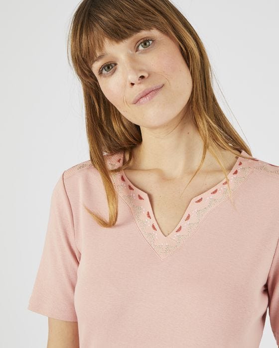 Damart Skin Soft Neck Detail Organic Cotton T-shirt