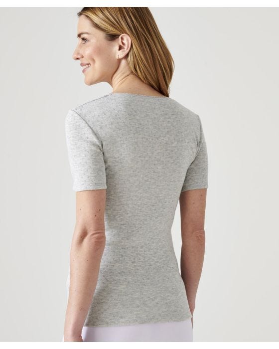 Damart Thermal Intense Warmth Lace Trim Short Sleeve Top