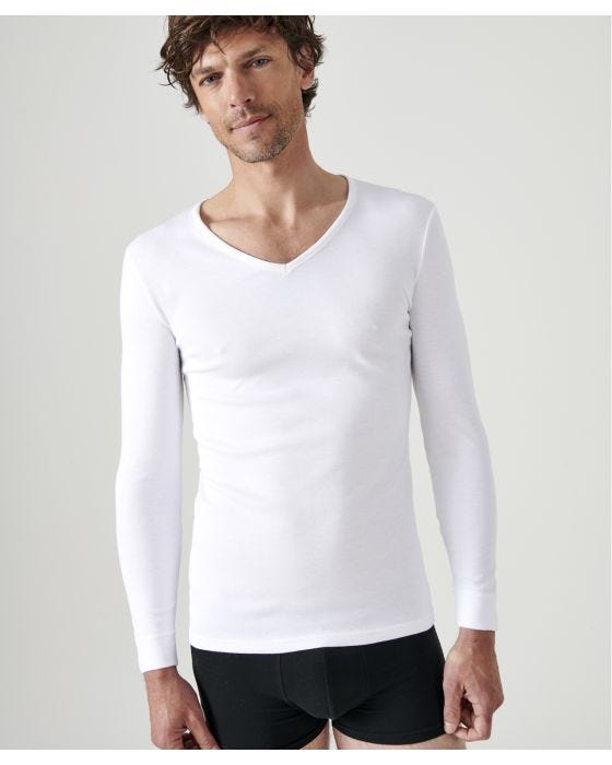 damart Thermal Medium Warmth Long Sleeved V-neck T-shirt