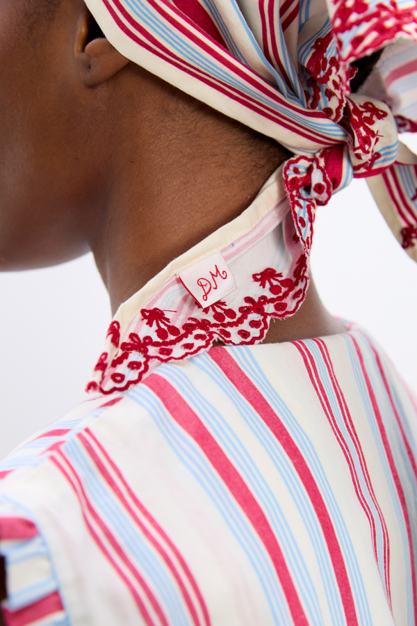Damson Madder Amaya Headscarf In Cherry Business Stripe