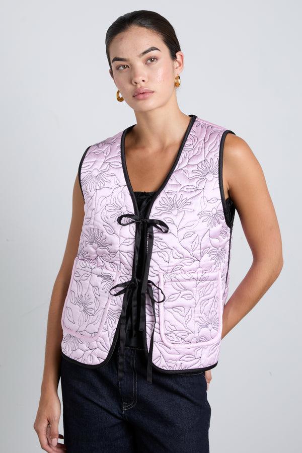 Damson Madder Arte Reversible Gilet - Black & Pink Satin