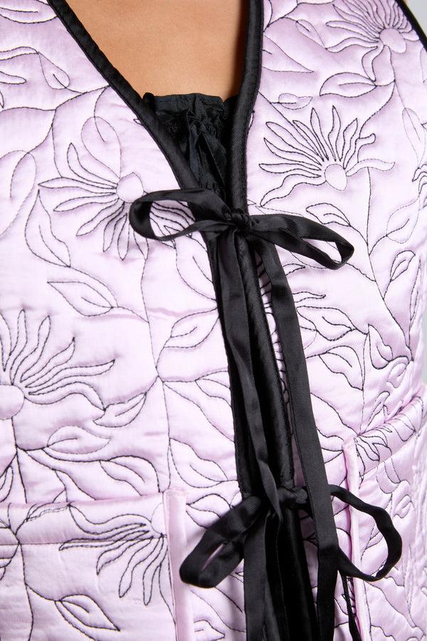 Damson Madder Arte Reversible Gilet - Black & Pink Satin
