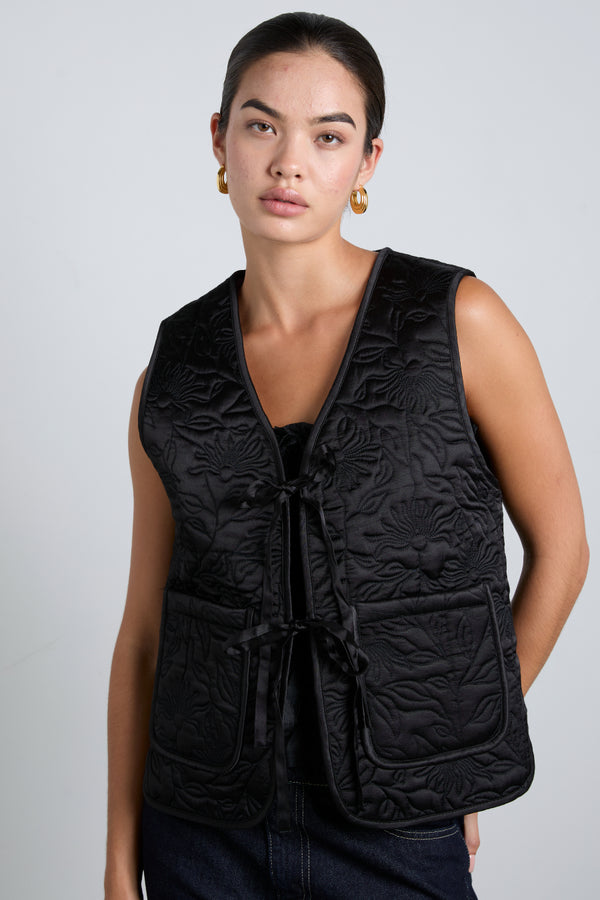 damson madder arte reversible gilet - black & pink satin