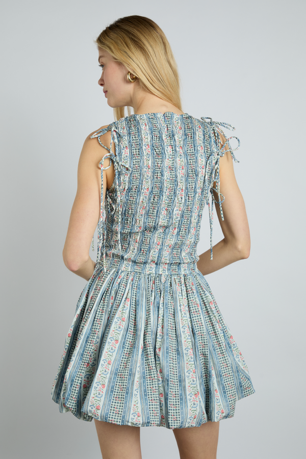 Damson Madder Becca Bubble Mini Dress - Wallpaper Floral