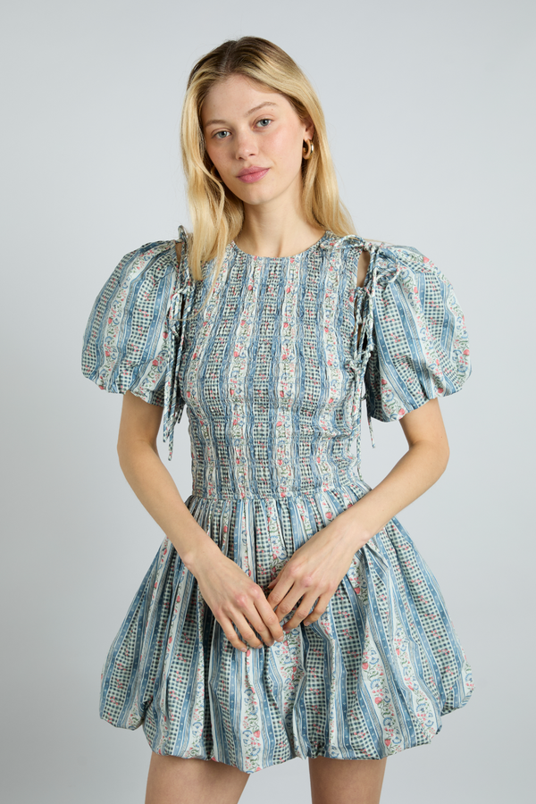 damson madder becca bubble mini dress - wallpaper floral