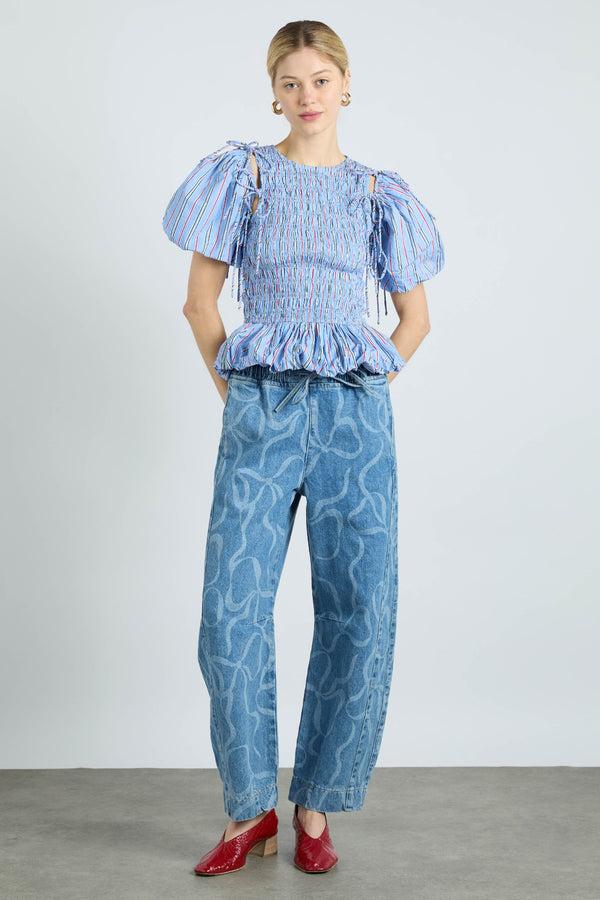 Damson Madder Becca Multi-way Blouse - Bold Blue Stripe