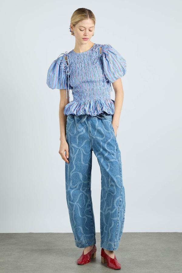 Damson Madder Becca Multi-way Blouse - Bold Blue Stripe