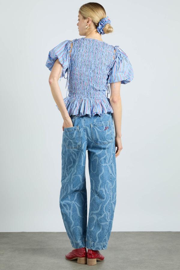 Damson Madder Becca Multi-way Blouse - Bold Blue Stripe