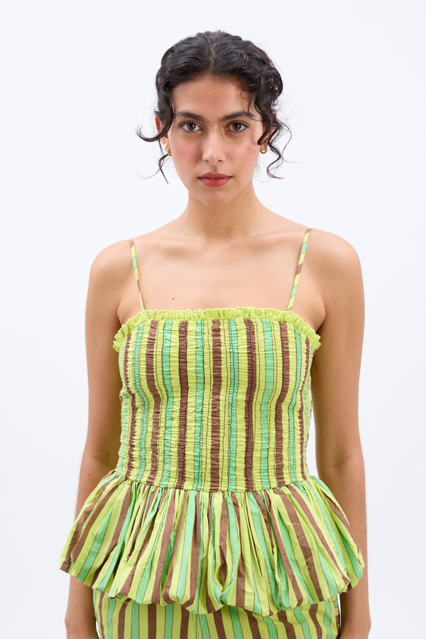 Damson Madder Bethan Bubble Cami - Tropical Business Stripe