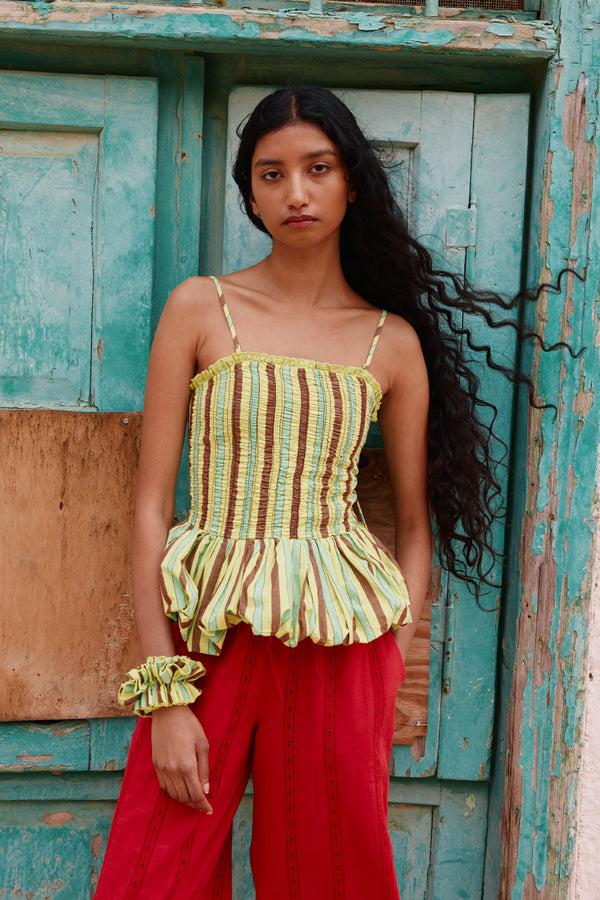 damson madder bethan bubble cami - tropical business stripe