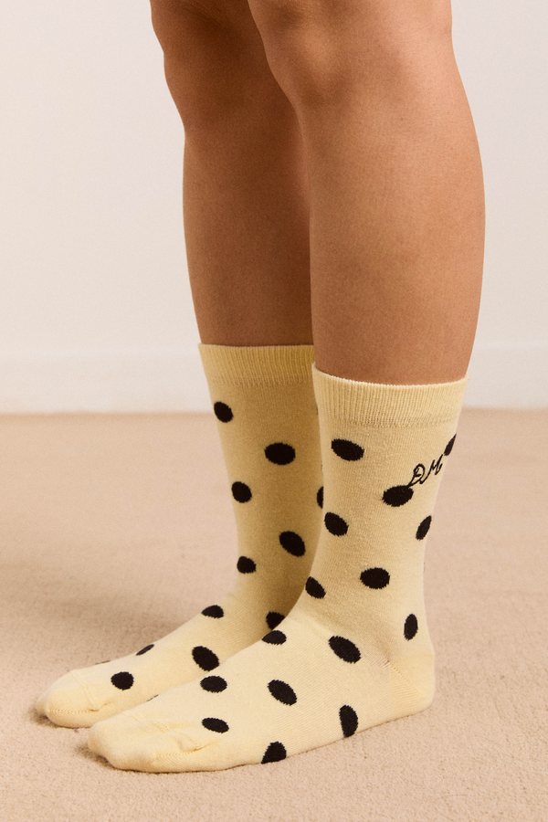 Damson Madder Calf Length Polkadot Socks Butter/black