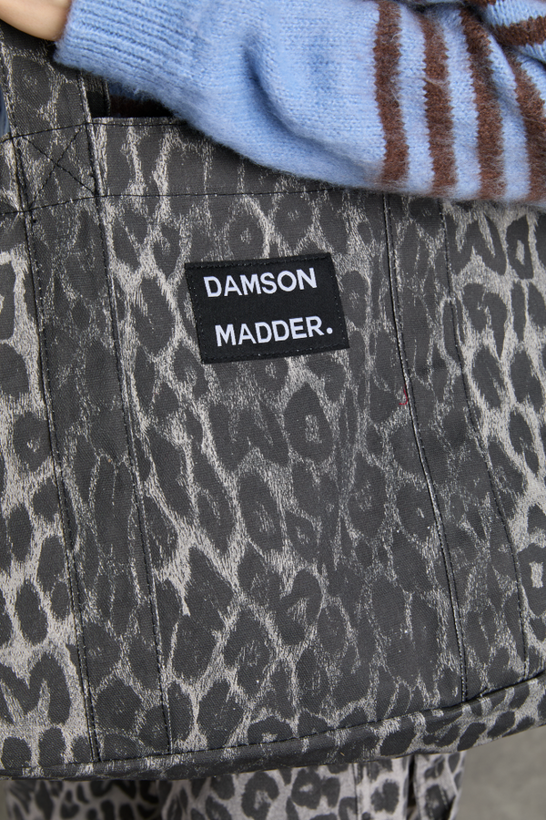 Damson Madder Canvas Tote Bag In Grey Leopard Print