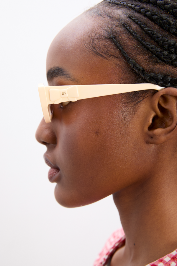 Damson Madder Catty Oval Sunglasses With Bow Detail In Bone