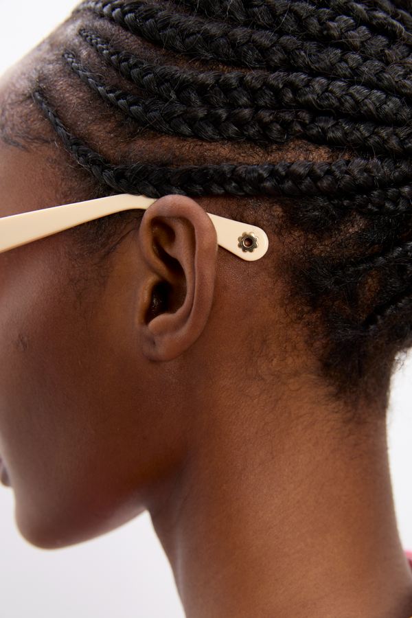 Damson Madder Catty Oval Sunglasses With Bow Detail In Bone