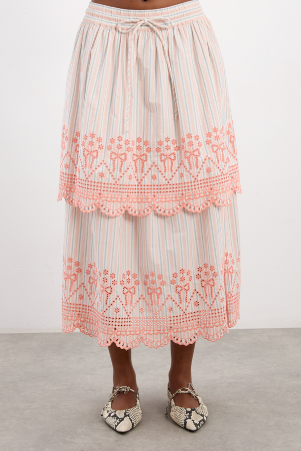 Damson Madder Cosette Skirt - Apricot Business Stripe