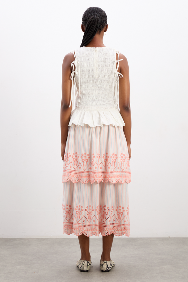 Damson Madder Cosette Skirt - Apricot Business Stripe